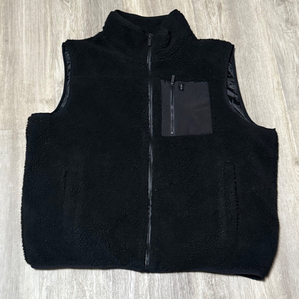 Bass Outdoor Fleece Vest Full Zip Sleeveless Puffer Black‎ XXL